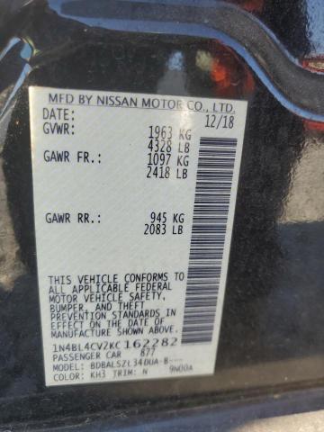 1N4BL4CV2KC162282 - 2019 NISSAN ALTIMA SR Schwarz Foto 13