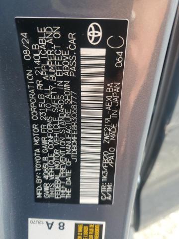 JTDBCMFE8R3068777 - 2024 TOYOTA COROLLA LE Сірий фото 12