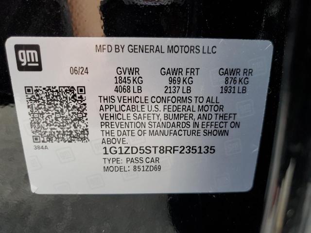 1G1ZD5ST8RF235135 - 2024 CHEVROLET MALIBU LT შავი ფოტო 12