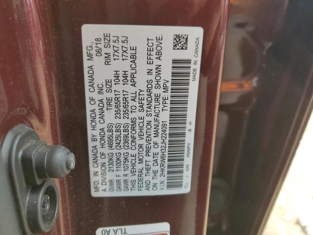 2HKRW6H32JH224091 - 2018 HONDA CR-V LX BURGUNDY photo 13