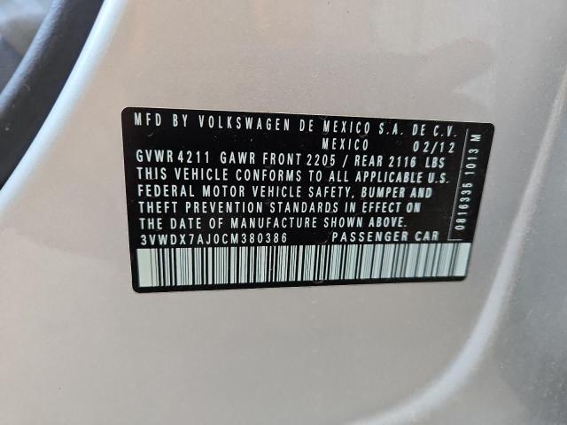 3VWDX7AJ0CM380386 - 2012 VOLKSWAGEN JETTA SE SILVER photo 13