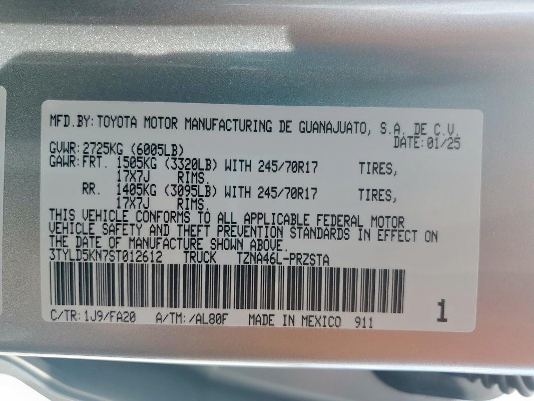 3TYLD5KN7ST012612 - 2025 TOYOTA TACOMA DOUBLE CAB Күміс фото 13