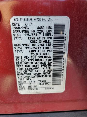 JN8AT2MT6HW404638 - 2017 NISSAN ROGUE S Qırmızı foto 12