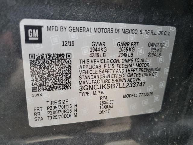 3GNCJKSB7LL233747 - 2020 CHEVROLET TRAX LS CHARCOAL photo 12