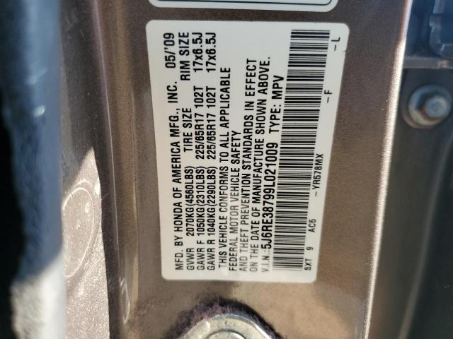 5J6RE38799L021009 - 2009 HONDA CR-V EXL GRAY photo 13