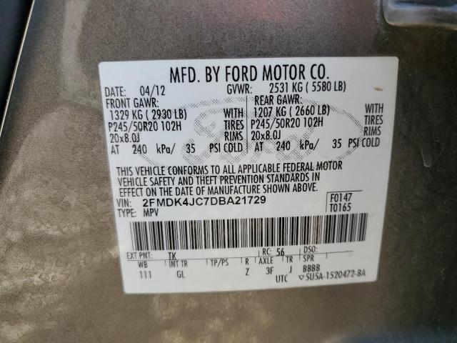 2FMDK4JC7DBA21729 - 2013 FORD EDGE SEL BROWN photo 13