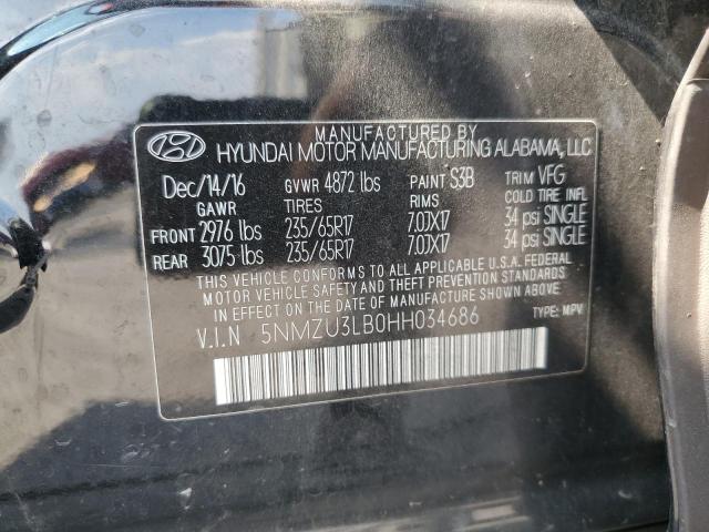 5NMZU3LB0HH034686 - 2017 HYUNDAI SANTA FE S BLACK photo 13