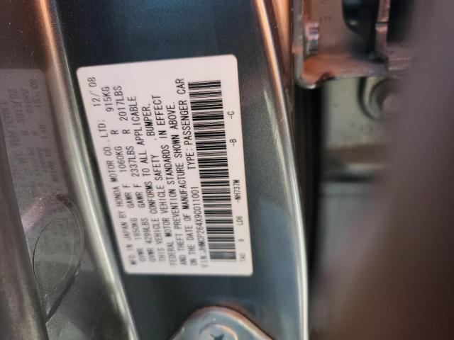JHMCP264X9C011001 - 2009 HONDA ACCORD LXP GRAY photo 12