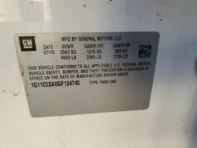 1G11C5SA0GF104745 - 2016 CHEVROLET MALIBU LIM LT 白色 照片 12