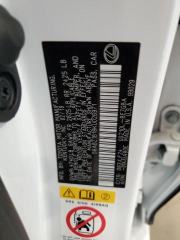 58ABZ1B18KU026971 - 2019 LEXUS ES 350 Ağ foto 13