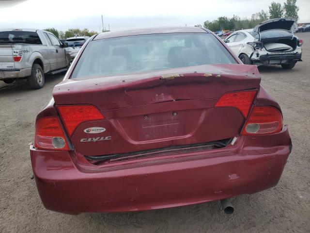 2HGFA16568H023310 - 2008 HONDA CIVIC LX RED photo 6