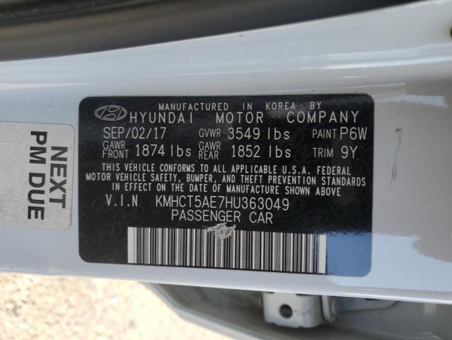 KMHCT5AE7HU363049 - 2017 HYUNDAI ACCENT SE WHITE photo 12