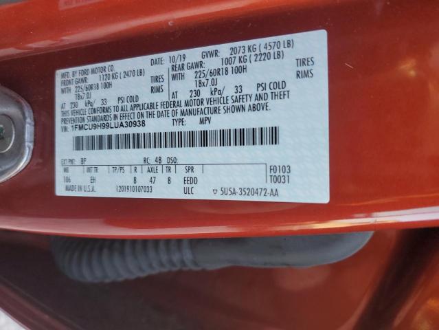 1FMCU9H99LUA30938 - 2020 FORD ESCAPE SEL ORANGE photo 14