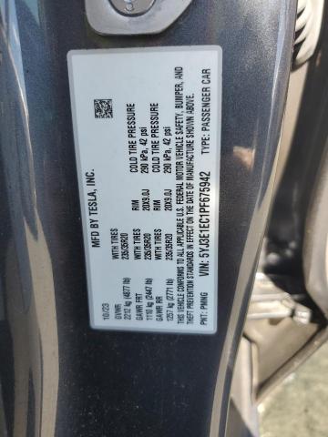 5YJ3E1EC1PF675942 - 2023 TESLA MODEL 3 Сірий фото 12