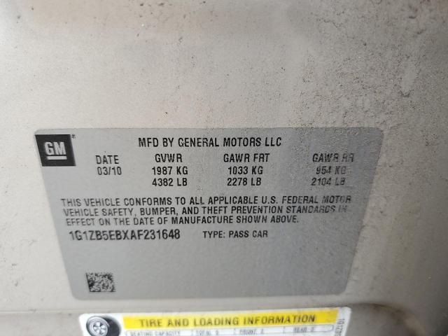 1G1ZB5EBXAF231648 - 2010 CHEVROLET MALIBU LS BEIGE photo 12