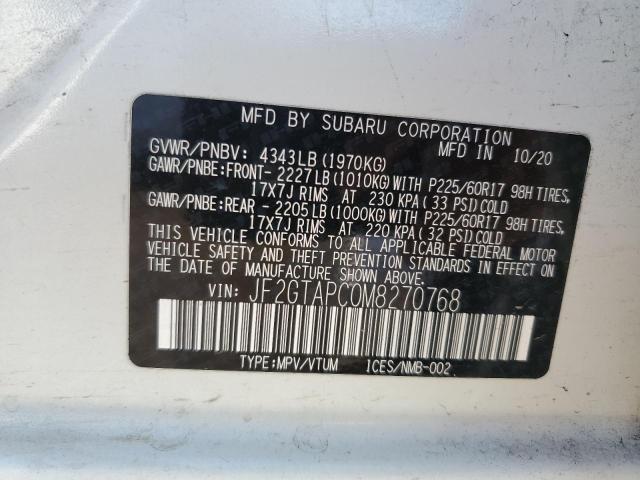 JF2GTAPC0M8270768 - 2021 SUBARU CROSSTREK PREMIUM Ağ foto 13