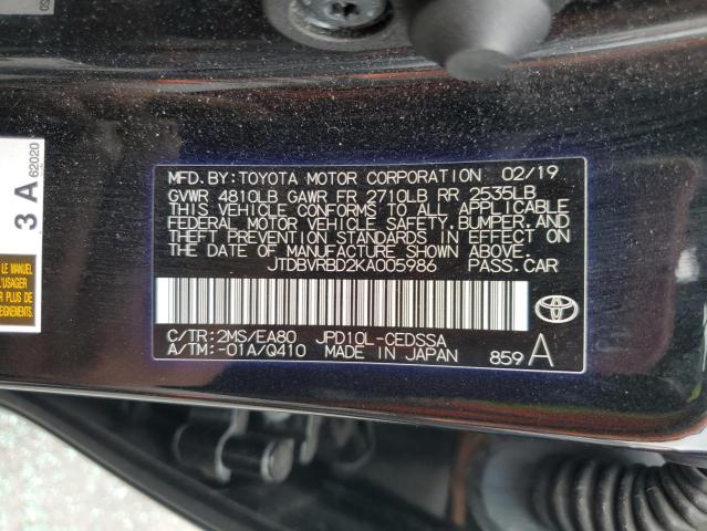 JTDBVRBD2KA005986 - 2019 TOYOTA MIRAI Қара фото 12