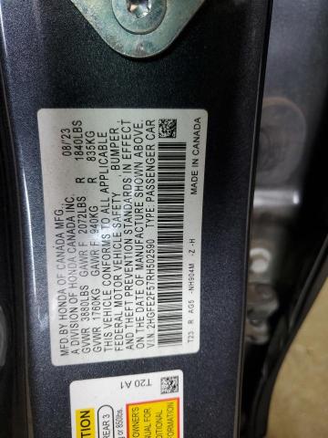 2HGFE2F57RH502590 - 2024 HONDA CIVIC SPORT GRAY photo 13
