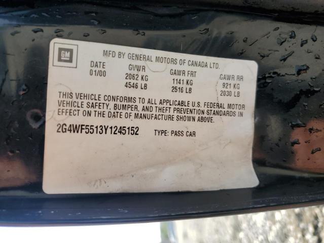 2G4WF5513Y1245152 - 2000 BUICK REGAL GS Черный фото 12