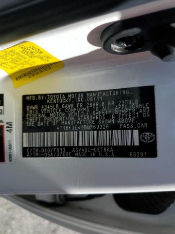 4T1BF3EK1BU769326 - 2011 TOYOTA CAMRY BASE Beyaz fotoğraf 12