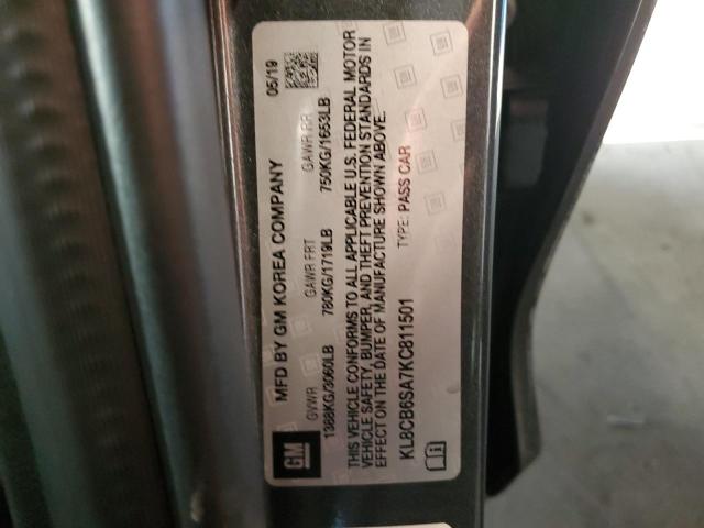 KL8CB6SA7KC811501 - 2019 CHEVROLET SPARK LS ნაცრისფერი ფოტო 12