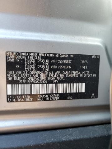 2T3F1RFV7KW025958 - 2019 TOYOTA RAV4 LE Gümüş foto 12