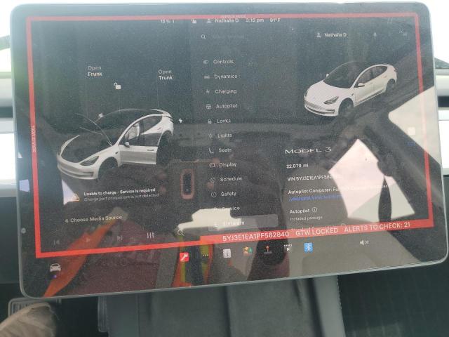 5YJ3E1EA1PF582840 - 2023 TESLA MODEL 3 თეთრი ფოტო 9