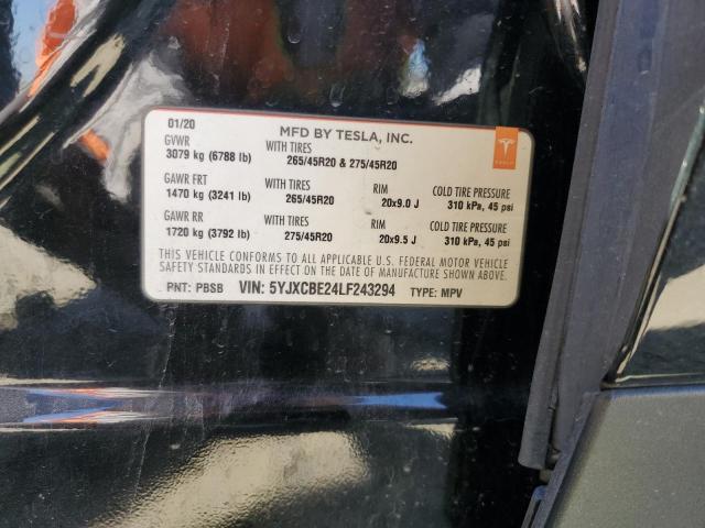 5YJXCBE24LF243294 - 2020 TESLA MODEL X BLACK photo 13