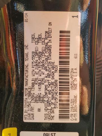 5TFGY5F14EX158098 - 2014 TOYOTA TUNDRA CREWMAX PLATINUM შავი ფოტო 12