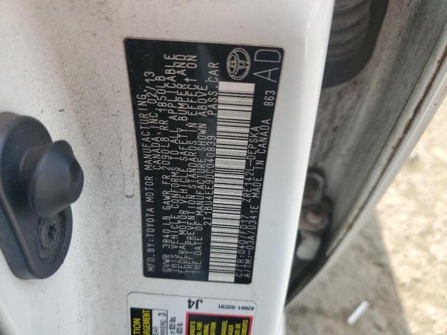2T1BU4EE9DC040839 - 2013 TOYOTA COROLLA BASE Blanco foto 12