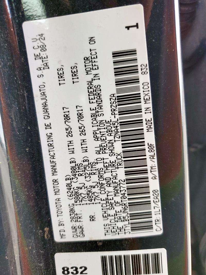 3TYLB5JN6RT043772 - 2024 TOYOTA TACOMA DOUBLE CAB Қара фото 12