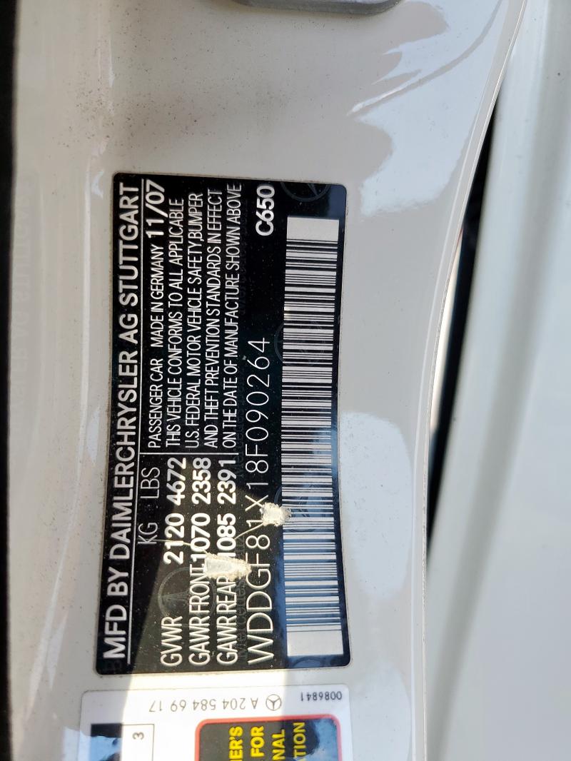 WDDGF81X18F090264 - 2008 MERCEDES-BENZ C 300 4MATIC WHITE photo 12