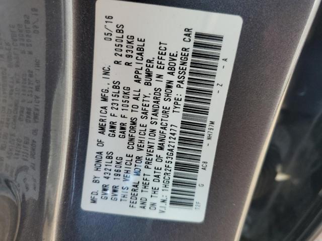 1HGCR2F53GA212477 - 2016 HONDA ACCORD SPORT 灰色 照片 12