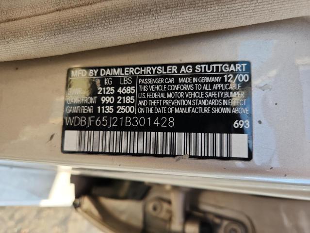 WDBJF65J21B301428 - 2001 MERCEDES-BENZ E 320 أسمر صورة 12