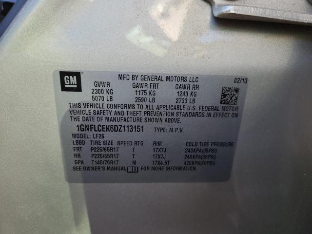 1GNFLCEK6DZ113151 - 2013 CHEVROLET EQUINOX LS 银色 照片 13