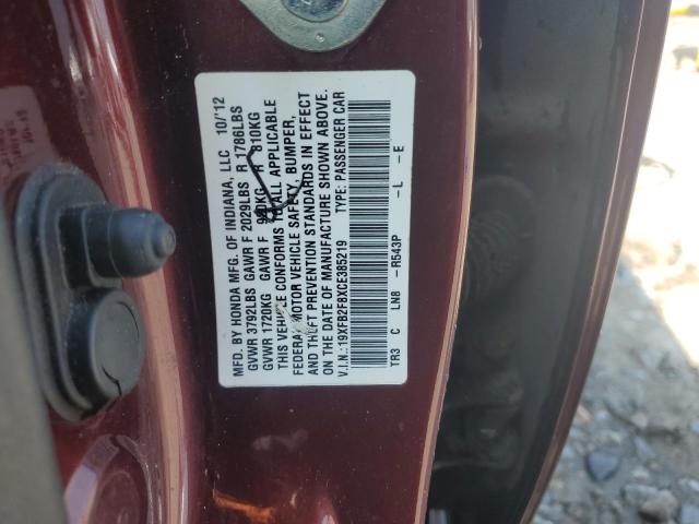 19XFB2F8XCE385219 - 2012 HONDA CIVIC EX Bordo foto 13