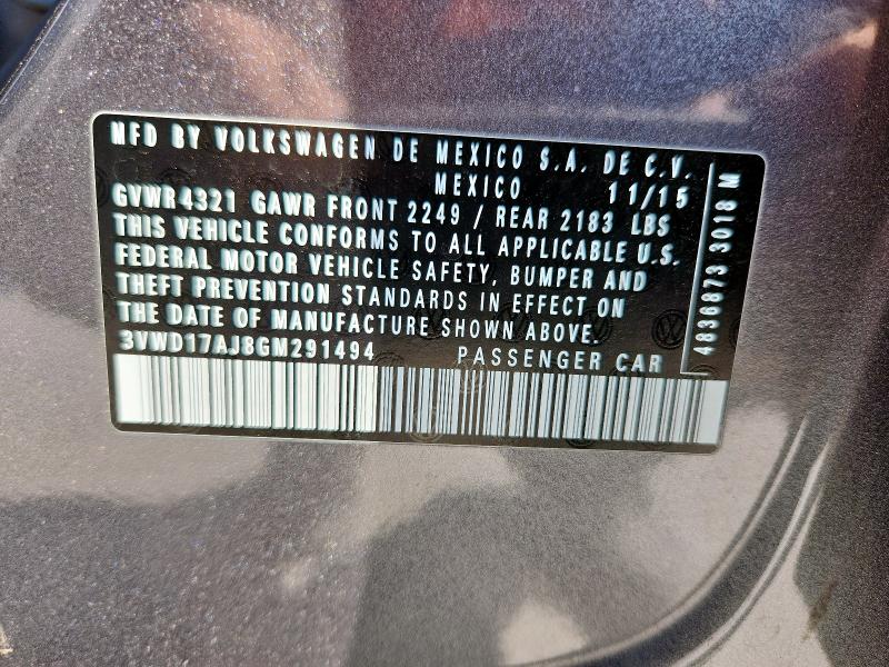3VWD17AJ8GM291494 - 2016 VOLKSWAGEN JETTA SPORT 灰色 照片 12