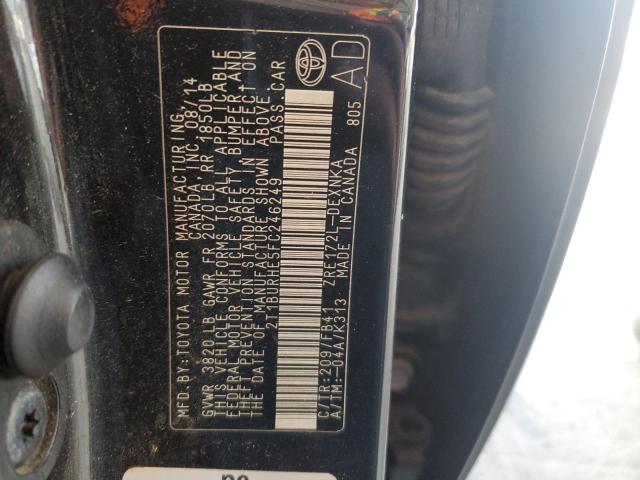 2T1BURHE5FC246249 - 2015 TOYOTA COROLLA L BLACK photo 12