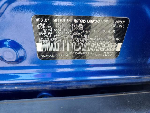 JA4AP3AU9GZ056750 - 2016 MITSUBISHI OUTLANDER ES Azul foto 13