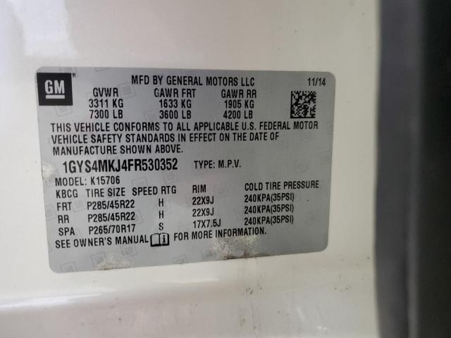 1GYS4MKJ4FR530352 - 2015 CADILLAC ESCALADE LUXURY თეთრი ფოტო 13