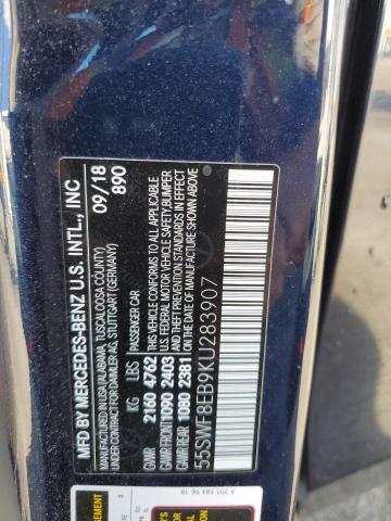 55SWF8EB9KU283907 - 2019 MERCEDES-BENZ C 300 4MATIC BLUE photo 12