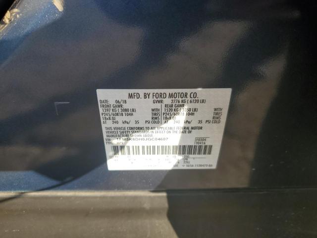 1FM5K8DH0JGC04607 - 2018 FORD EXPLORER XLT Azul foto 12