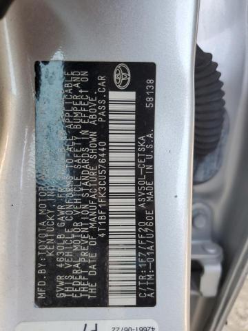 4T1BF1FK3CU576440 - 2012 TOYOTA CAMRY BASE Արծաթագույն լուսանկար 12