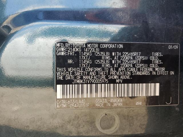 JTMBK31V79D005975 - 2009 TOYOTA RAV4 LIMITED BLUE photo 13