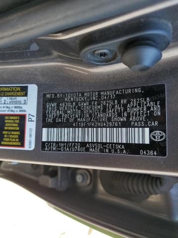 4T1BF1FK2HU429761 - 2017 TOYOTA CAMRY LE TWO TONE photo 12