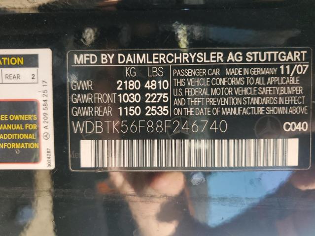 WDBTK56F88F246740 - 2008 MERCEDES-BENZ CLK 350 BLACK photo 12