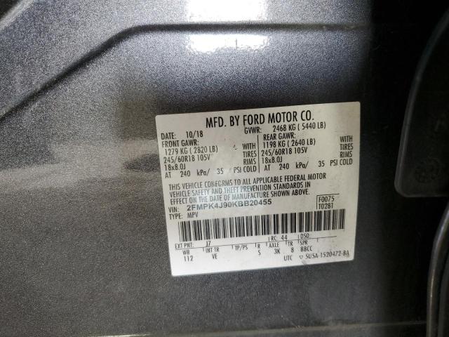 2FMPK4J90KBB20455 - 2019 FORD EDGE SEL Сұр фото 14