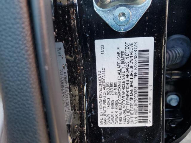 19XFL1H78RE008831 - 2024 HONDA CIVIC EXL BLACK photo 12