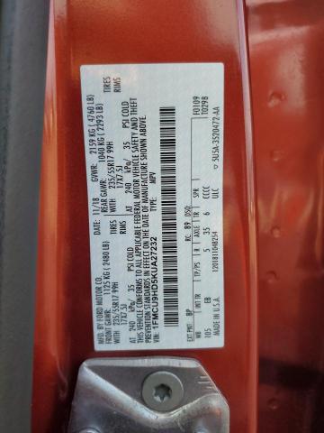 1FMCU9HD5KUA27232 - 2019 FORD ESCAPE SEL Orange photo 13