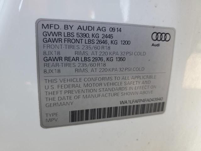 WA1LFAFP4FA043940 - 2015 AUDI Q5 PREMIUM PLUS თეთრი ფოტო 13